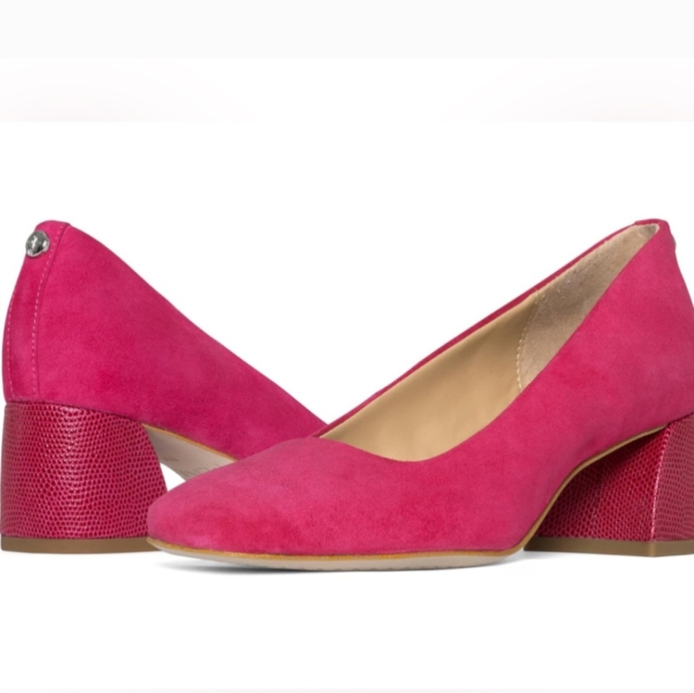 Donald J. Pliner Hot Pink Suede Block Heel Pumps